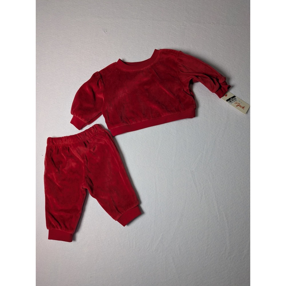 Cat & Jack Baby Red Velour 2-Piece Sweatshirt and Jogger‎ Set NB/RN NWT